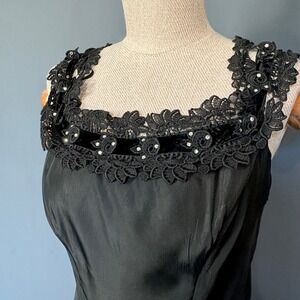 Vintage 1950s‎ Fred Perlberg Taffeta Cocktail Dress | Black Lace Fit & Flare